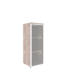Шкаф-колонка средний со стеклянной дверью в алюминиевой раме