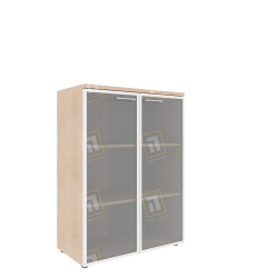 Шкаф средний со стеклянными дверьми в алюминевой рамке
