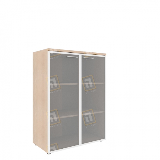 Шкаф средний со стеклянными дверьми в алюминевой рамке